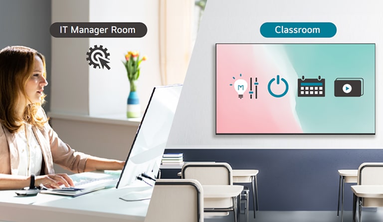 The IT manager can remotely control devices in the classroom such as the screen on/off, scheduling, brightness, and screen lock functions, building a stable school environment.