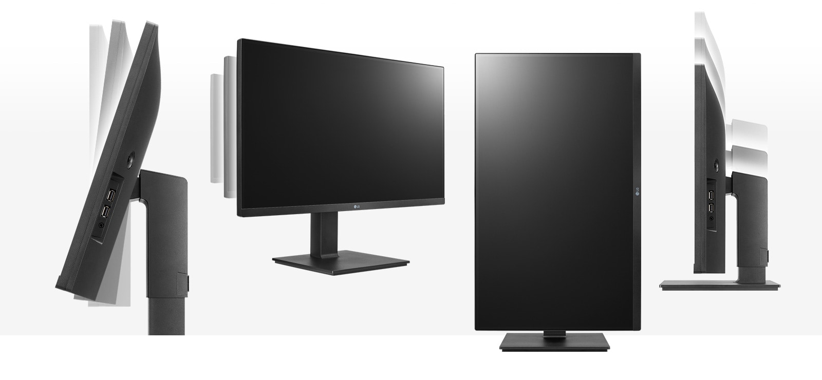the monitor in the ergonomic design supporting tilt, swivel, pivot and height adjustment options. LG 27BQ75QB-B monitor komponentko enaa