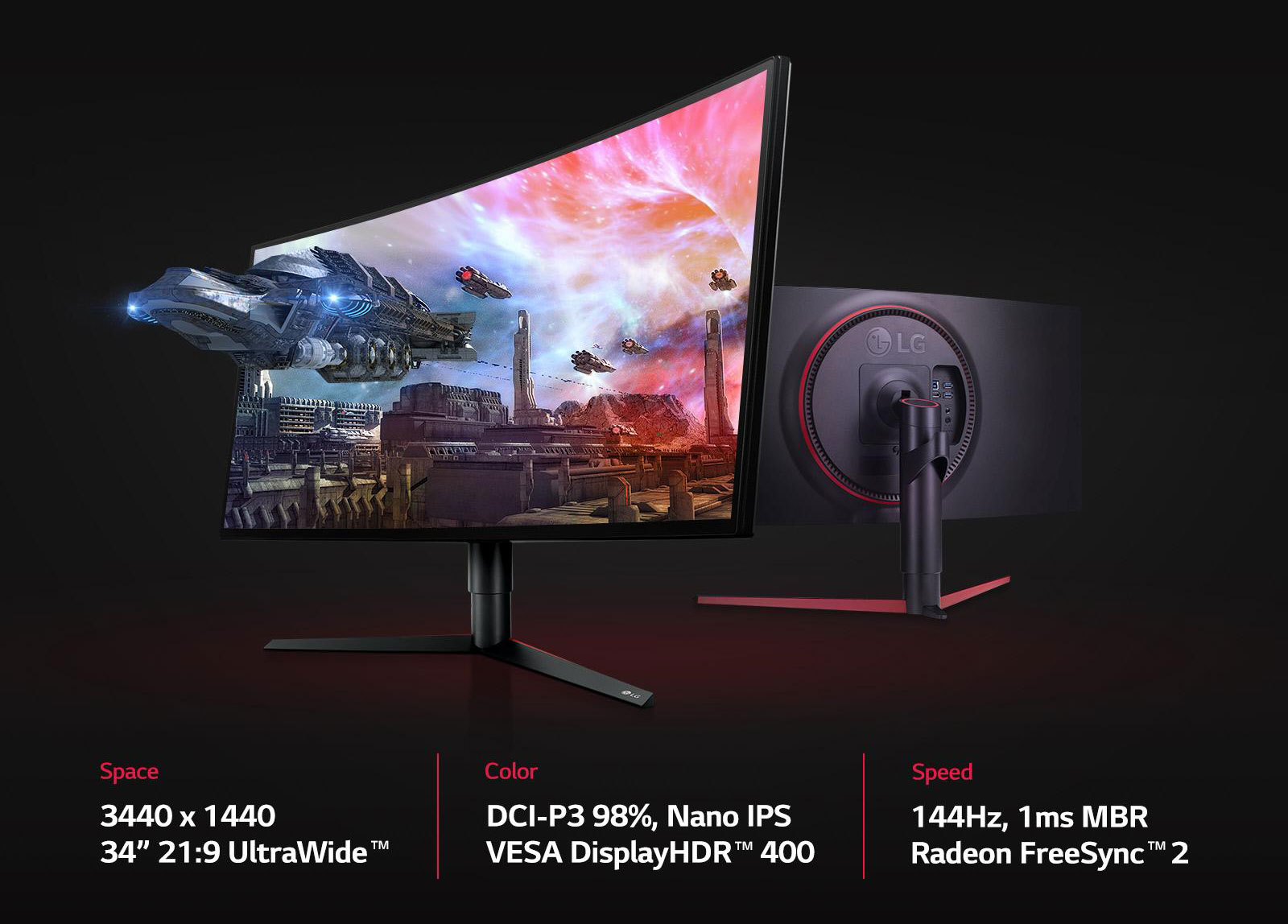LG 34GK950F-B: 34 Inch Class 21:9 UltraGear QHD IPS Curved LED