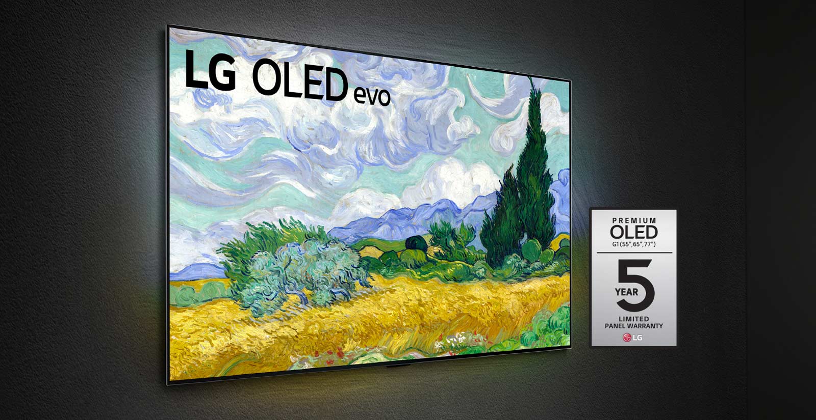 LG OLED evo TV with 5 year limited warranty on LG OLED evo G1 panel icon 