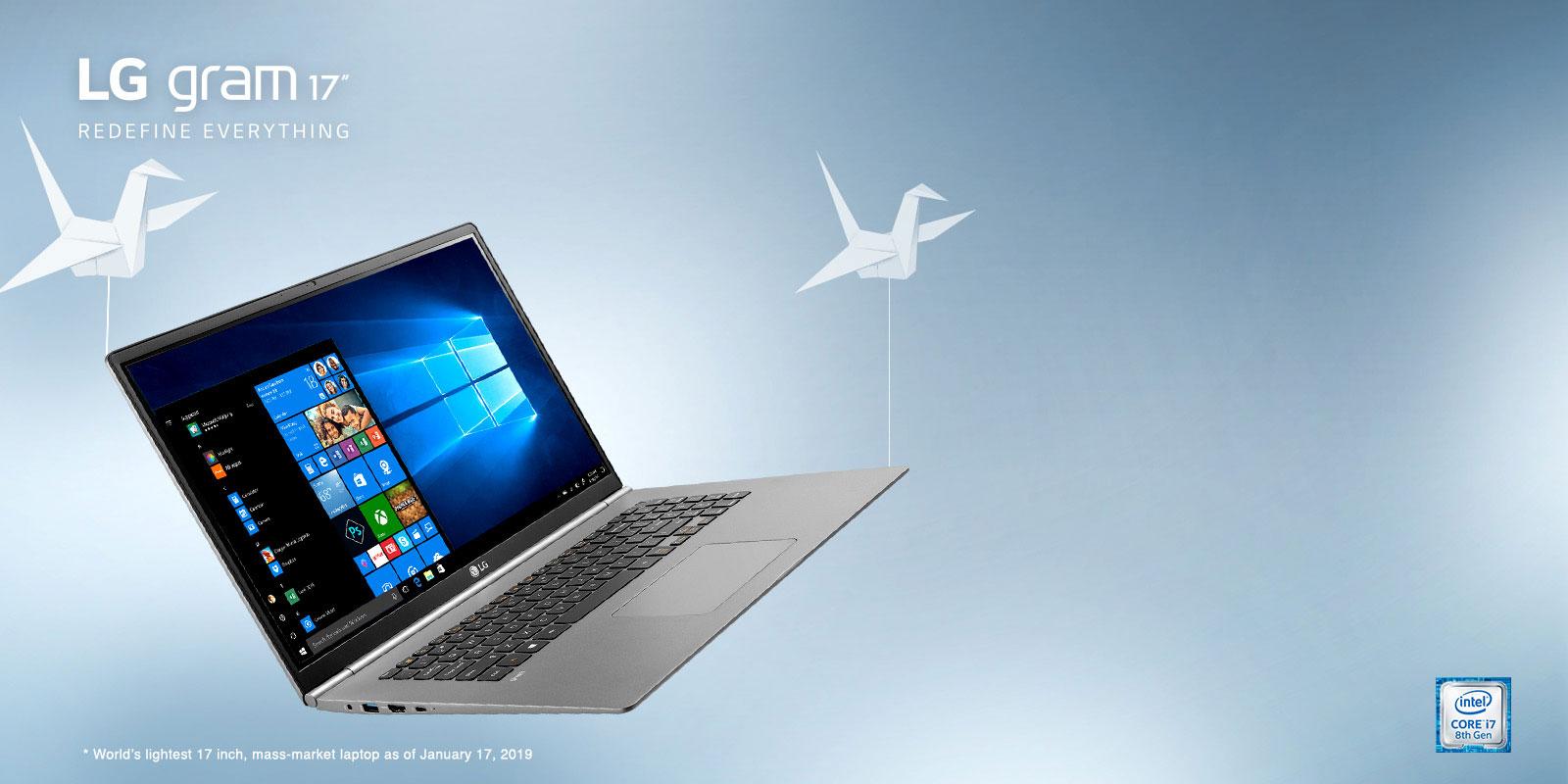 crane origami floating around a gram laptop