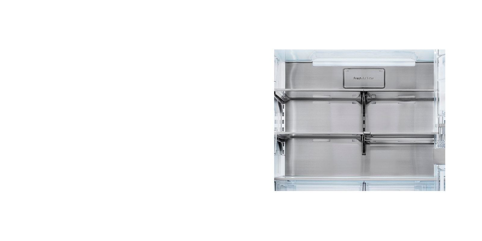 LG Refrigerator interior on white background