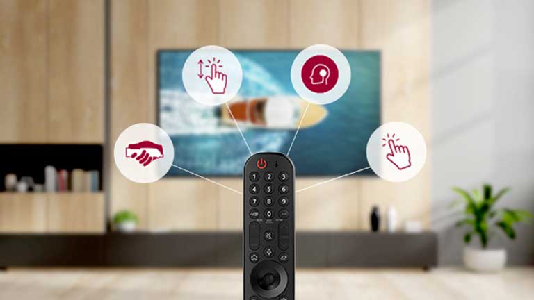 Core functions of magic remote control shown in pictogram