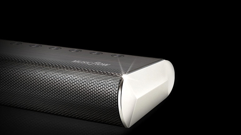 Close-up view of an LG speaker.