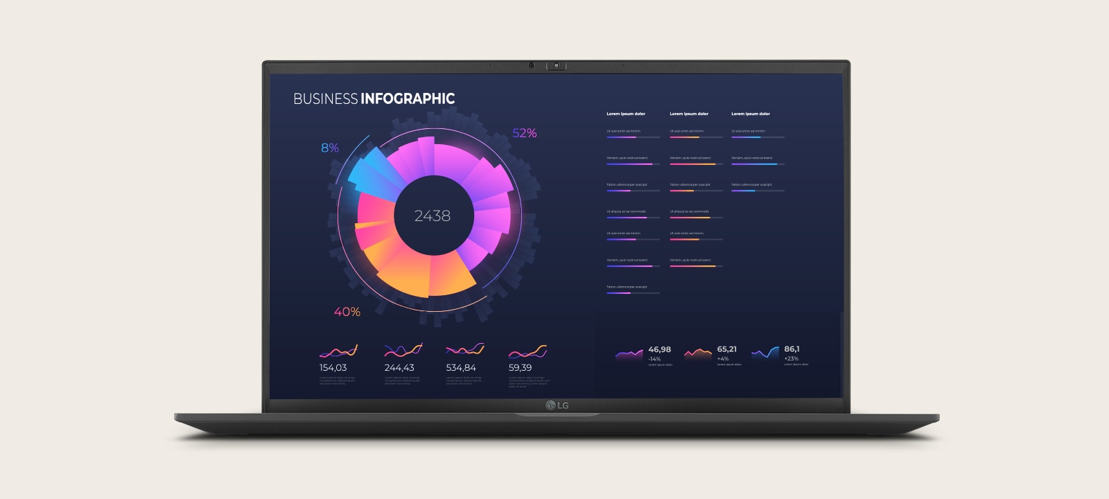 The image shows a high-resolution 16:10 aspect ratio premium large display.