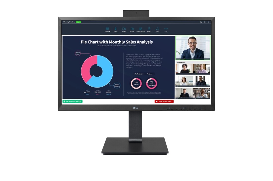 23.8” IPS FHD Monitor with Built-in Webcam, Mic, & USB Type-C™