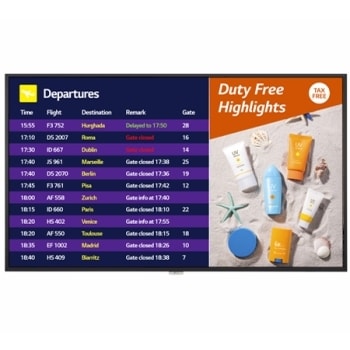 65” UH7F-B Series UHD Slim Indoor Digital Display with 700 nits brightness and LG webOS Smart Signage Platform1