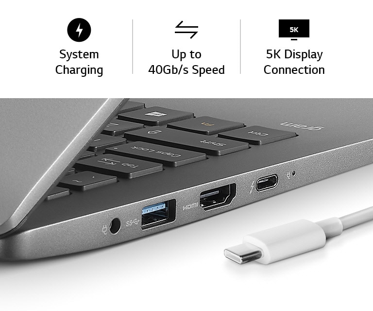 17 inch gram laptop Thunderbolt 3 port
