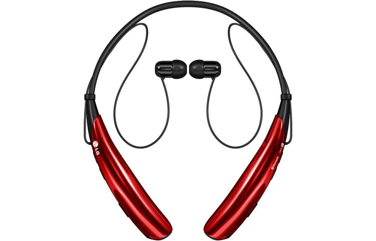 red wireless bluetooth headphones