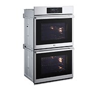 LG STUDIO 9.4 cu. ft. Smart  InstaView® Electric Double Built-In Wall Oven with Air Fry & Steam Sous Vide, Right Angle View, WDES9428F, thumbnail 2
