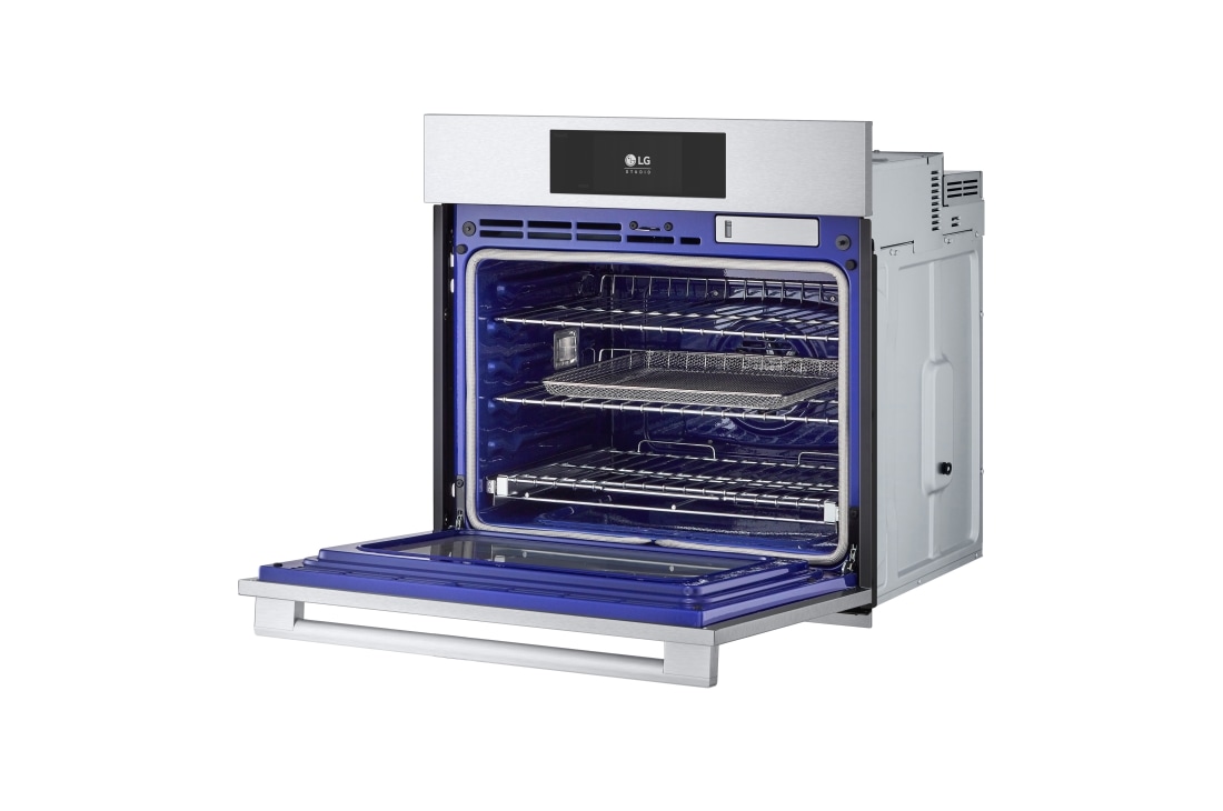 LG STUDIO 4.7 cu. ft. Smart  InstaView® Electric Single Built-In Wall Oven with Air Fry & Steam Sous Vide, left angle open, WSES4728F, thumbnail 7