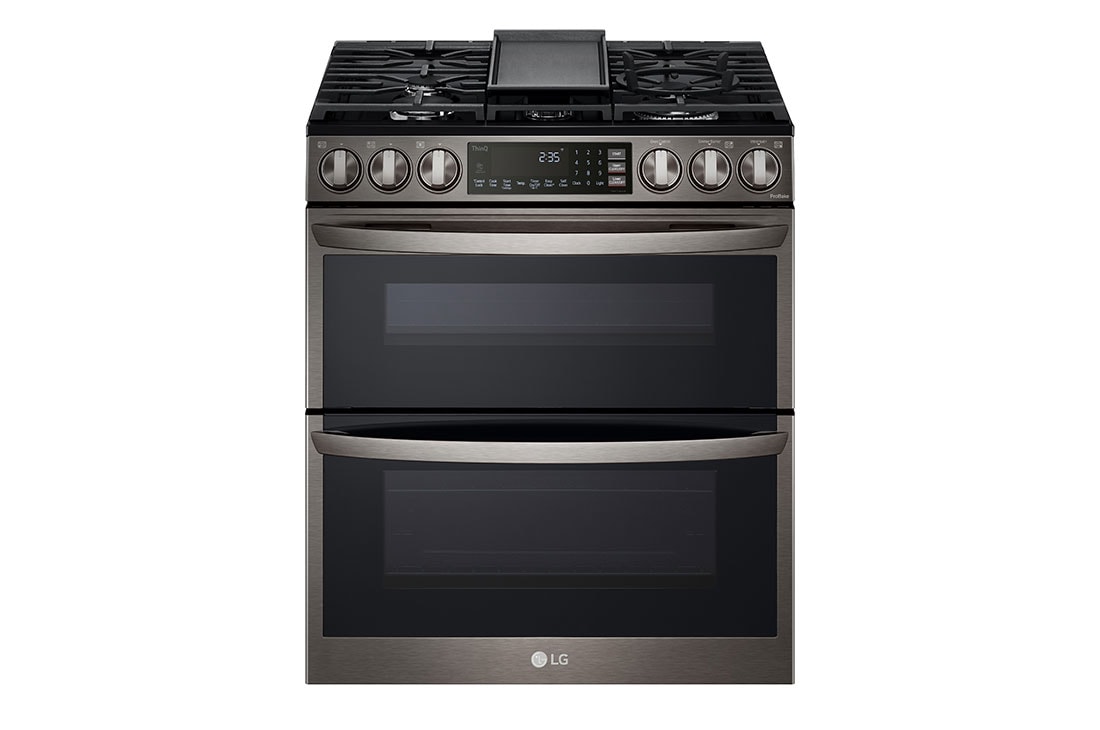 LG 6.9 cu. ft. Smart InstaView Gas Double Oven Slide-in Range - Black Stainless Steel