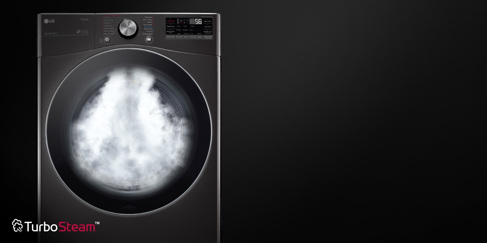 Dryer showcasing TurboSteam™ technology feature