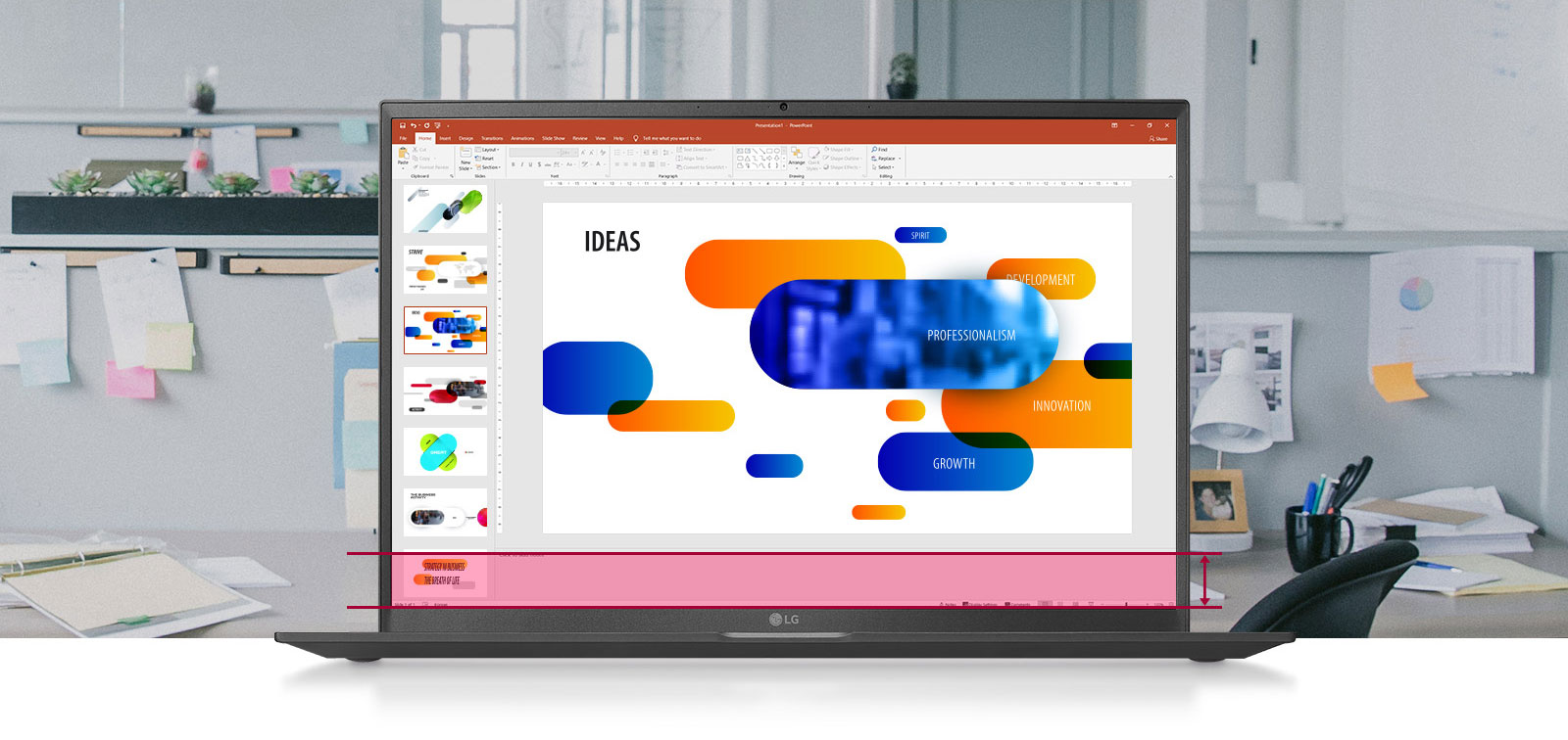 16:10 Large Screen allowing you to see more data when building presentations.