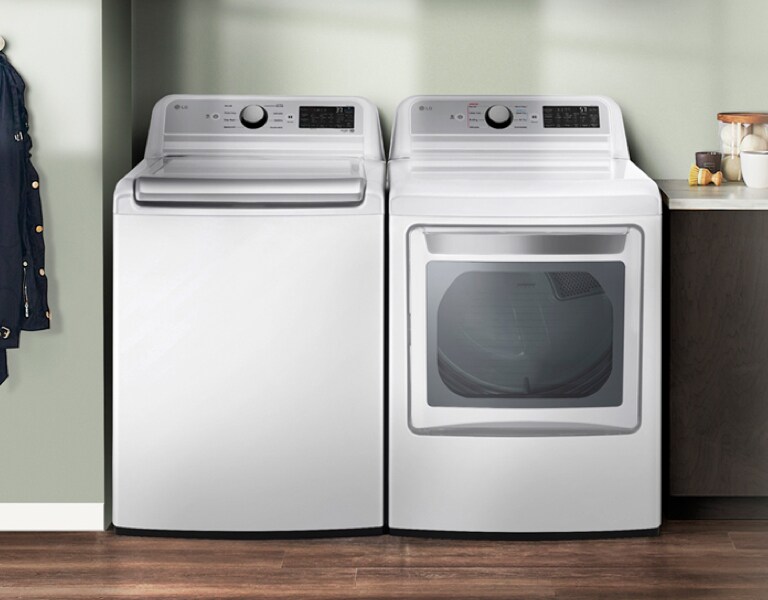 image of LG top load washer and dryer in white