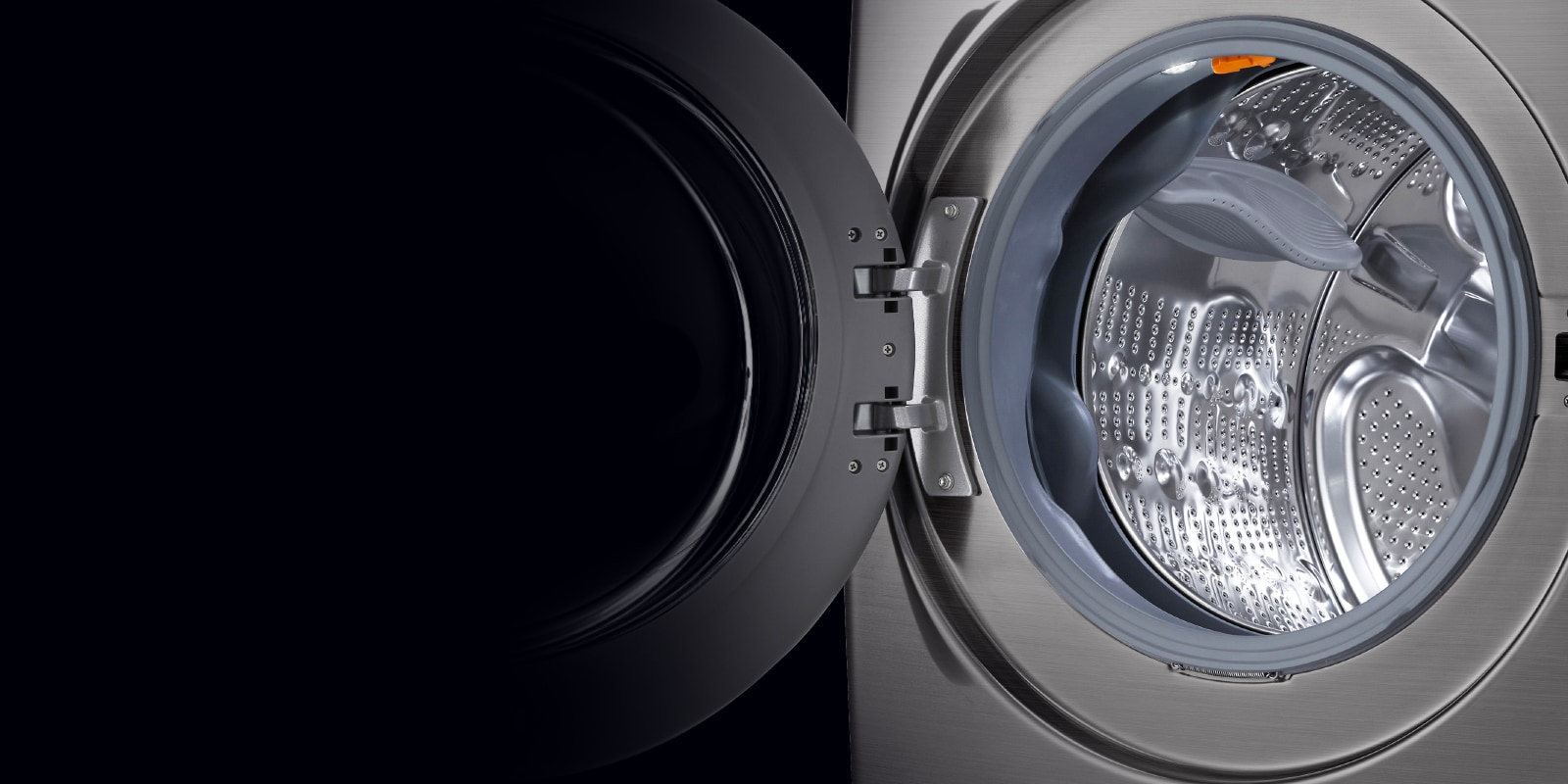 Washer open showcasing drum