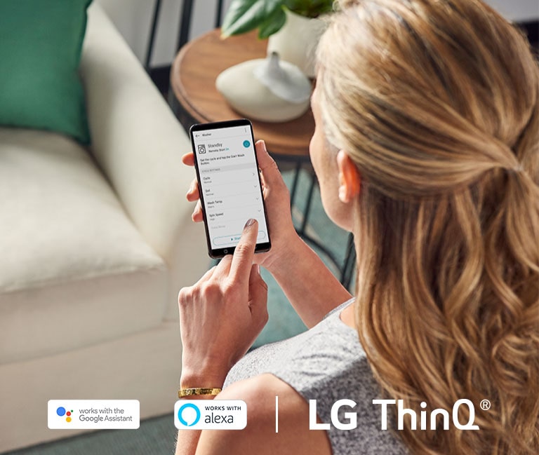 Talent showcasing ThinQ app