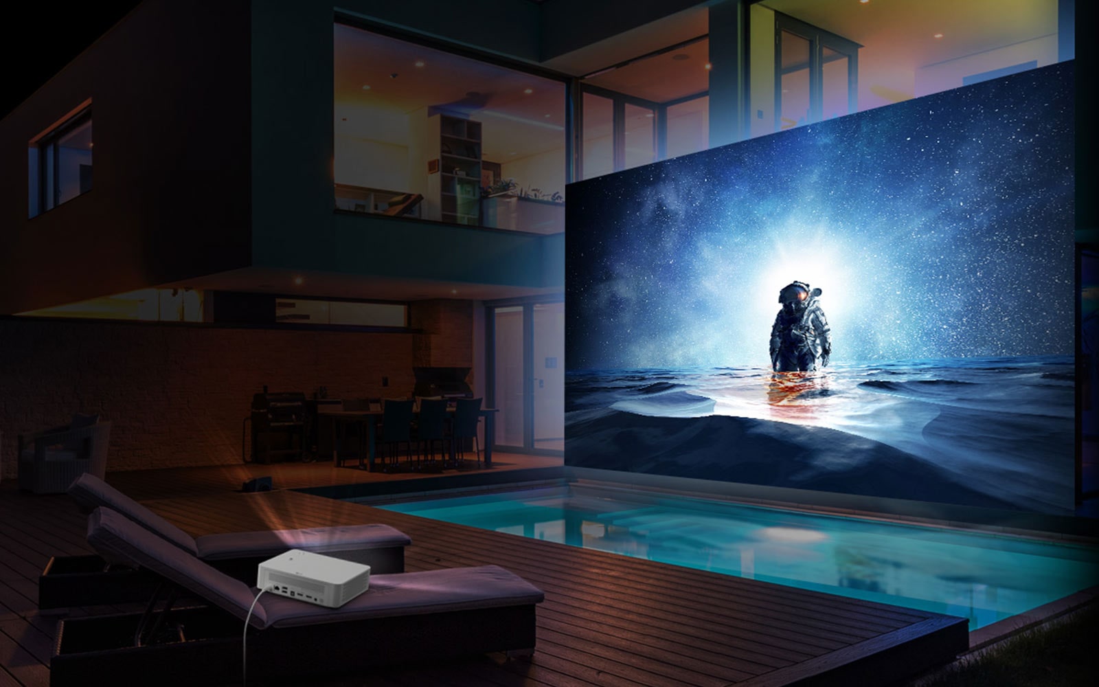 LG CineBeam projector to enjoy in the pool