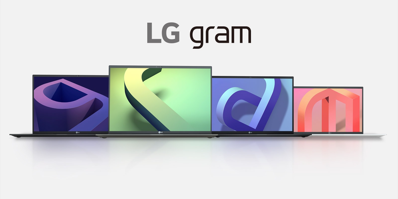 display of 4 LG gram laptops with infills