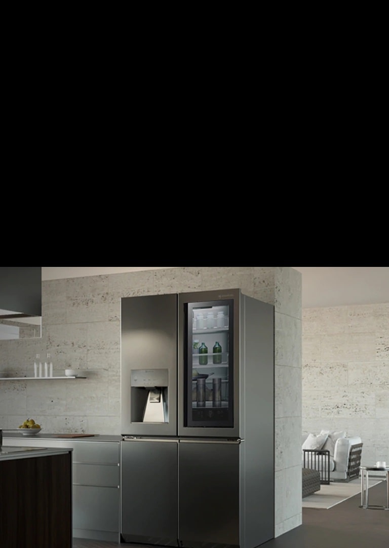 apartment kitchen with LG Signature refrigerator