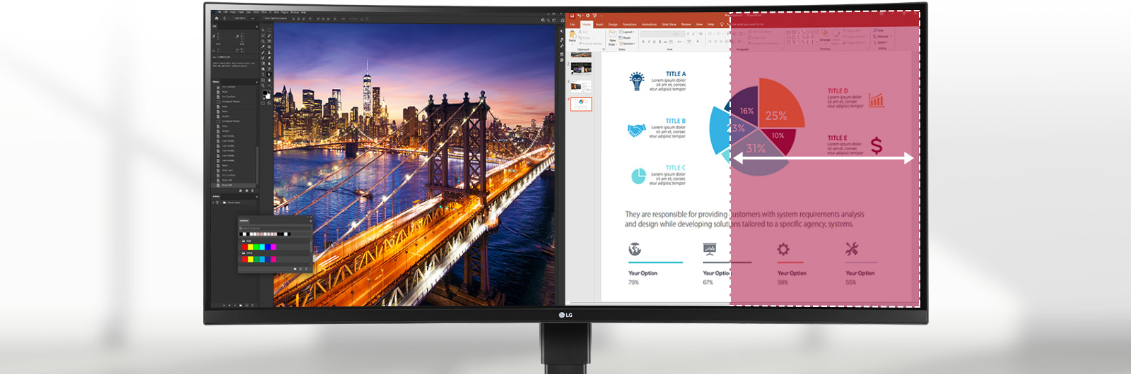 UltraWide Curved QHD screen