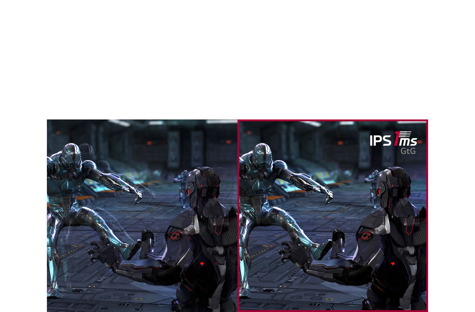 Gaming Display 4K Comparison of afterimages with IPS 5ms and IPS 1ms