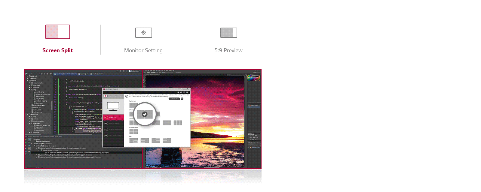 OnScreen Control - Screen Split  |  Monitor Setting ㅣ 5:9 Preview
