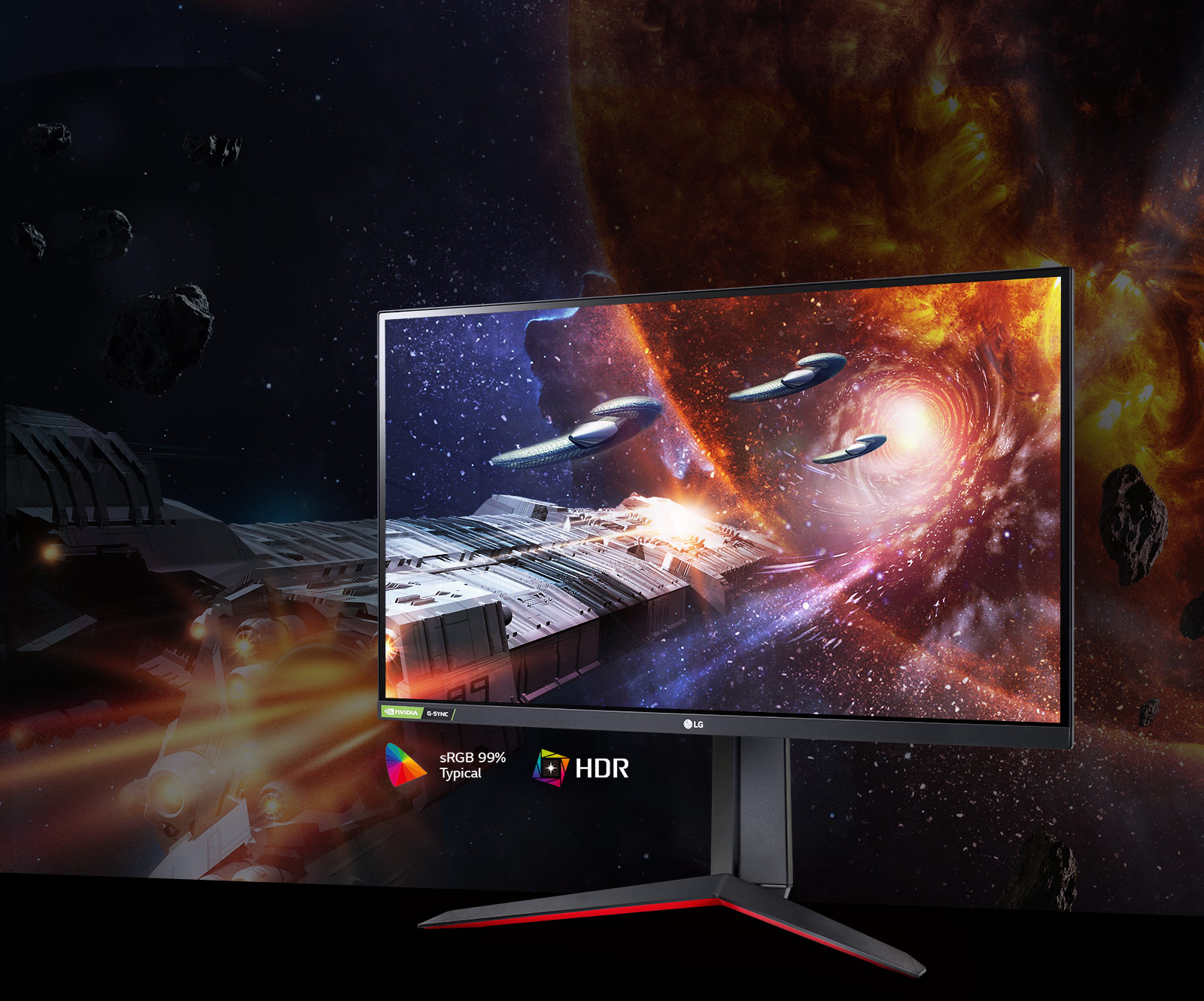 The Gaming Scene in Rich Colors and Contrast on The Monitor Supporting Hdr10 With Srgb 99% (Typ.) 