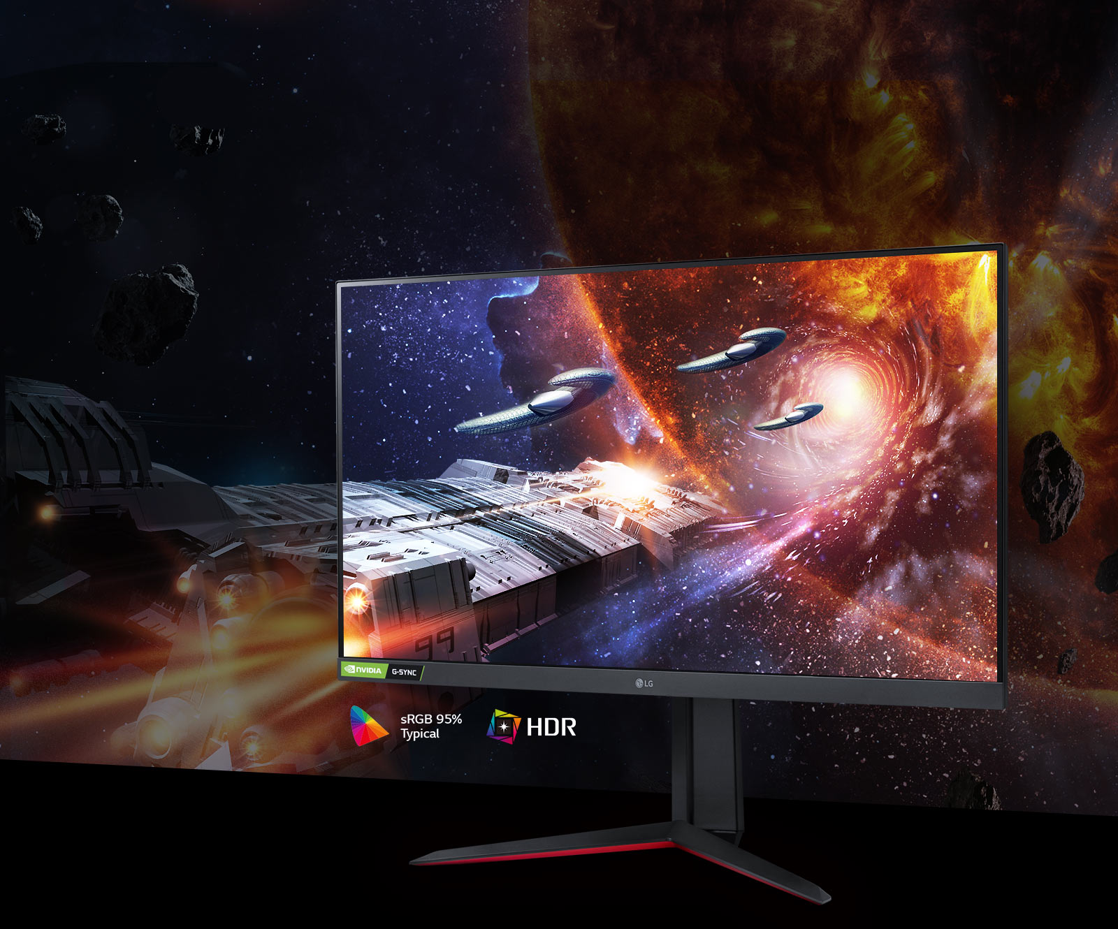 The Gaming Scene in Rich Colors and Contrast on The Monitor Supporting Hdr10 With Srgb 95% (Typ.) 