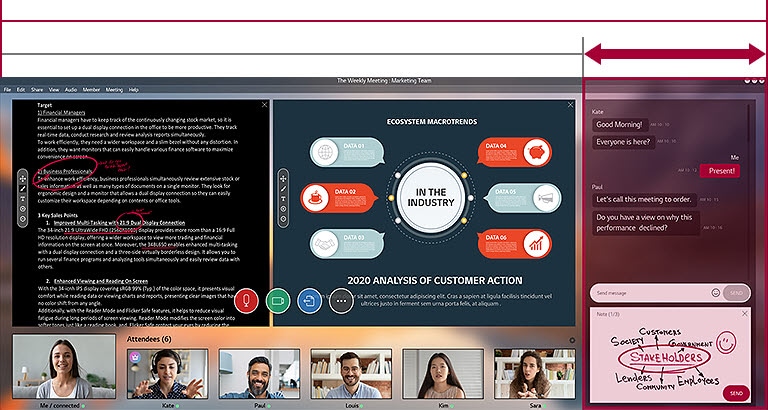 More Screen Space of 21:9 UltraWide display compared to 16:9 display with an ongoing Webinar on the screen. 