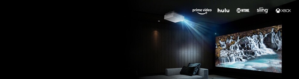 Soundbar and OLED TV on beige background