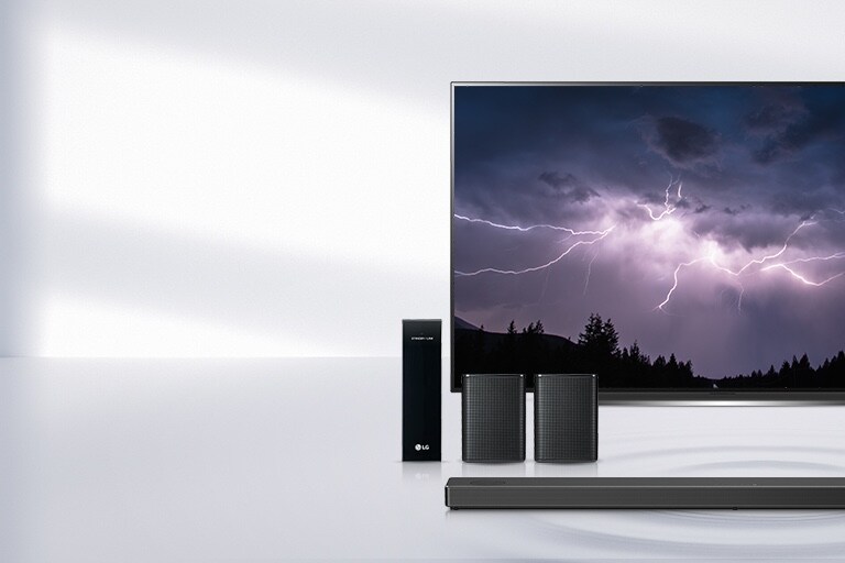 OLED TV and sound bar with lightning infill