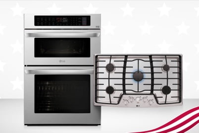 display of wall oven and cooktop