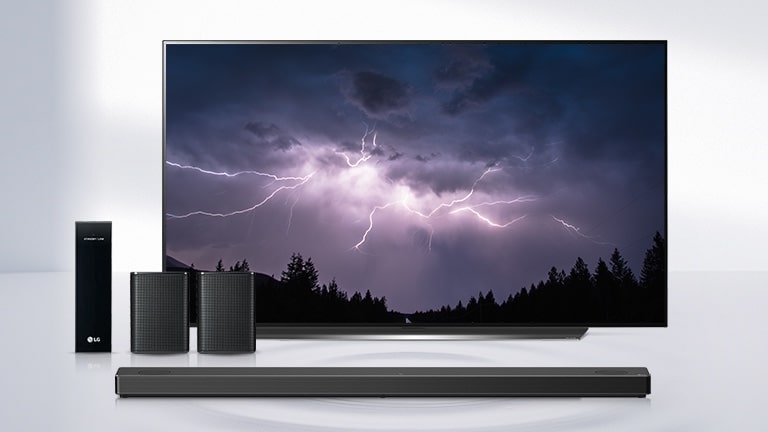 OLED TV and sound bar with lightning infill
