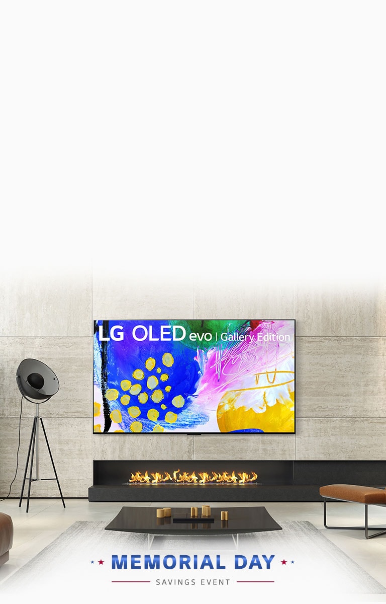 Two OLED TV on pedestals 