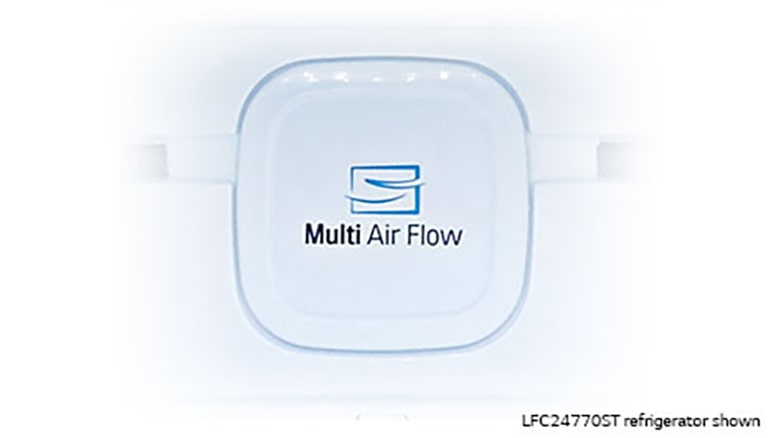 Refrigerator interior showcasing  Multi-Air Flow System