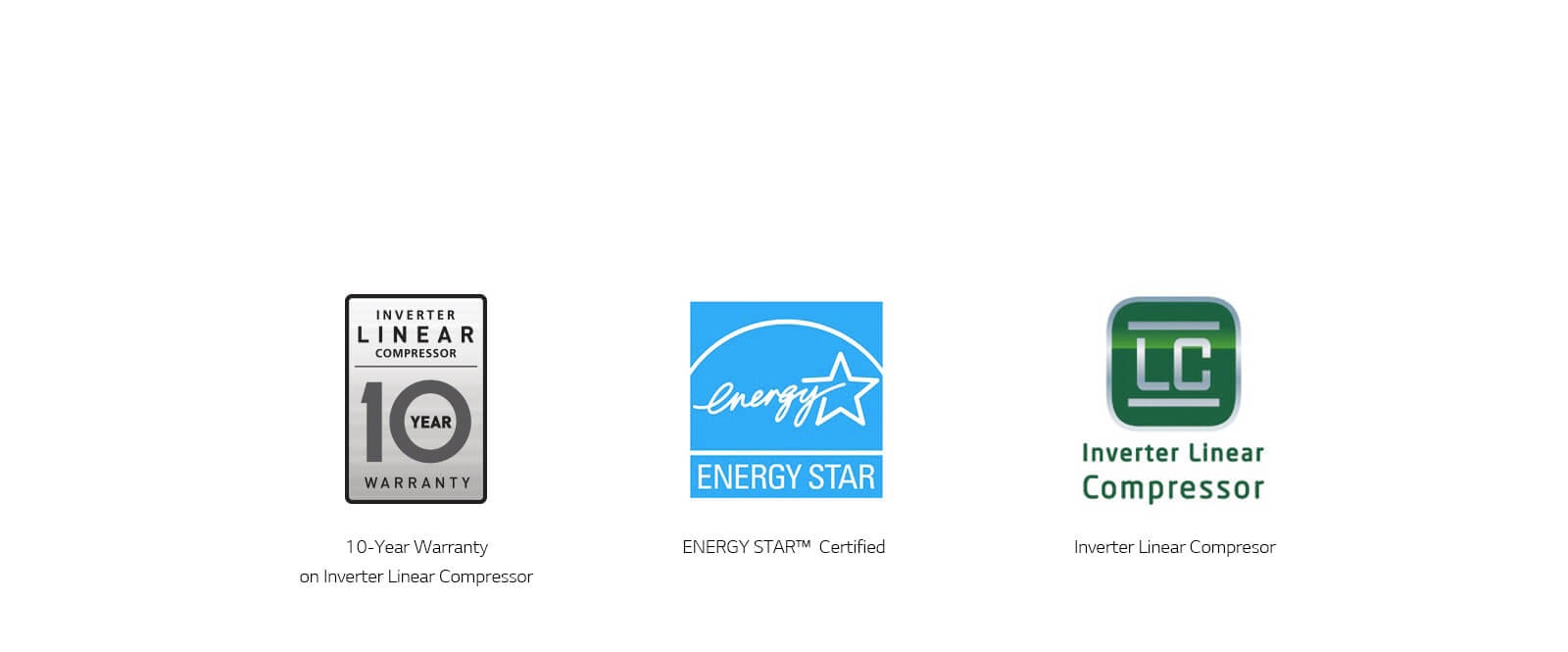 Qualifications interior linear compressor badge, Energy Star logo