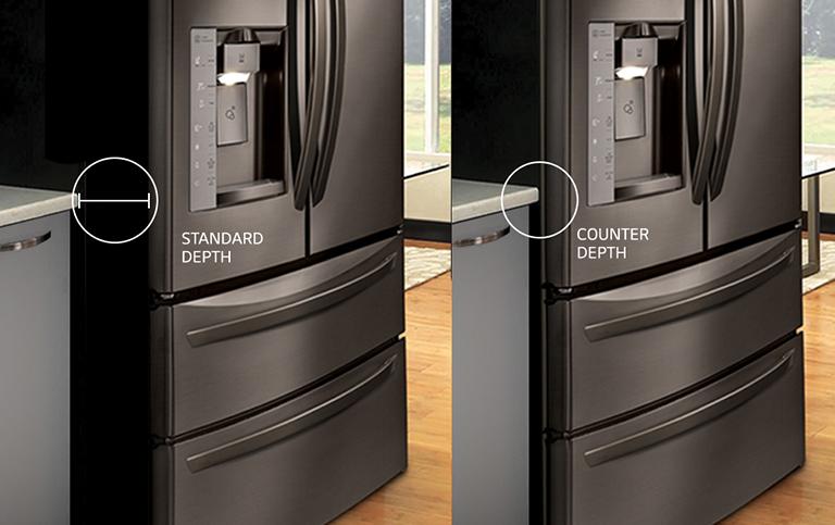 Refrigerator showcasing counter-depth feature