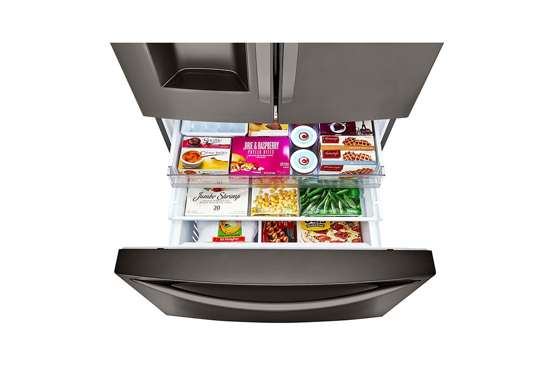 LG 24 cu. ft. Smart wi-fi Enabled Door-in-Door® Counter-Depth Refrigerator with Craft Ice™ Maker, Freezer drawers open, LRFDC2406D, thumbnail 10