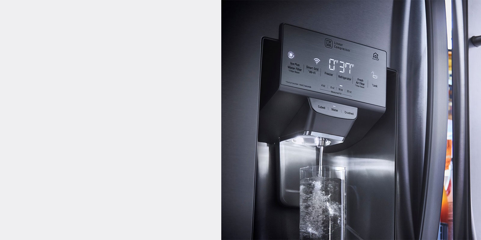 Refrigerator exterior showcasing water dispenser