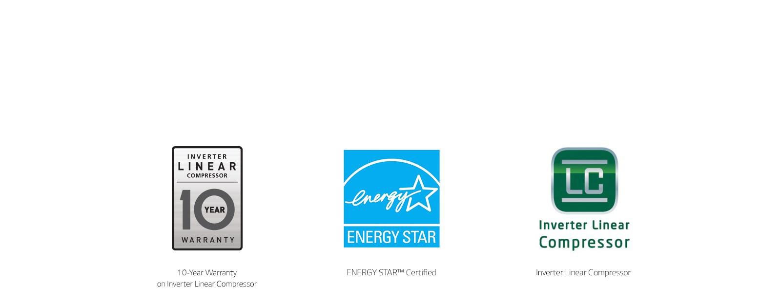 Qualifications inverter linear compressor badge, Energy Star logo