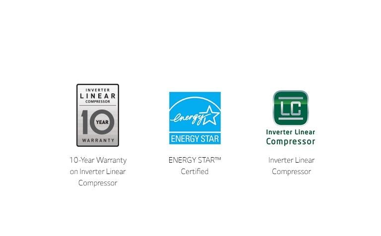 Qualifications inverter linear compressor badge, Energy Star logo
