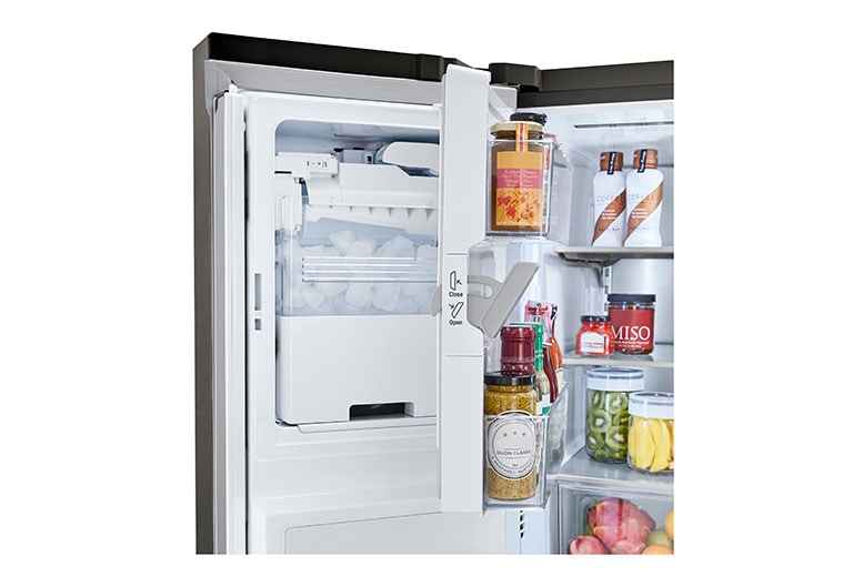 Refrigerator interior showcasing  Slim SpacePlus® Ice System