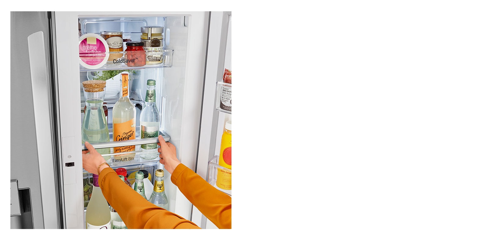 Refrigerator interior showcasing Adjustable Door-In-Door® Bins