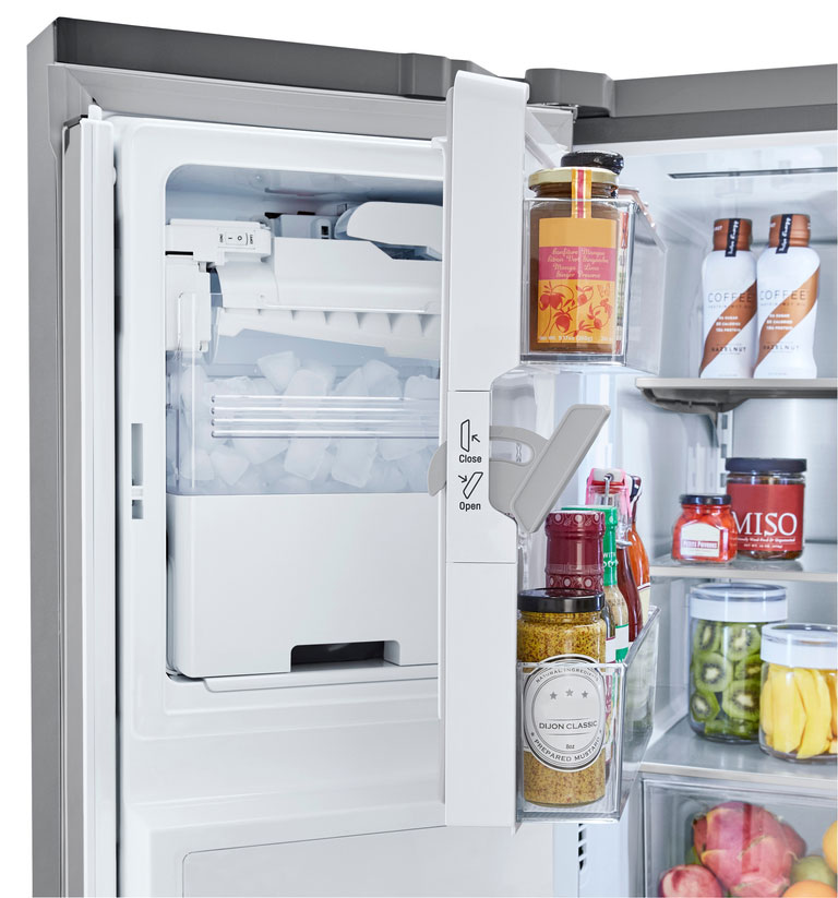 Refrigerator interior showcasing  Slim SpacePlus® Ice System