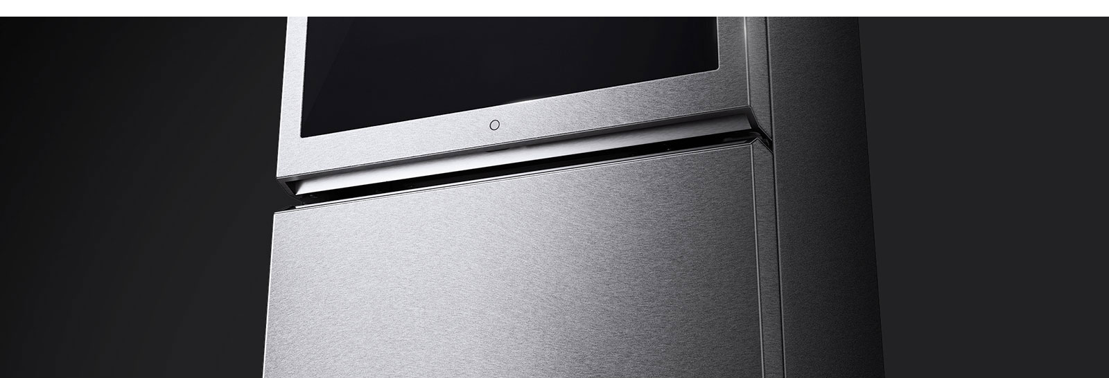 Close shot of LG SIGNATURE Wine Cellar's textured steel finish material.