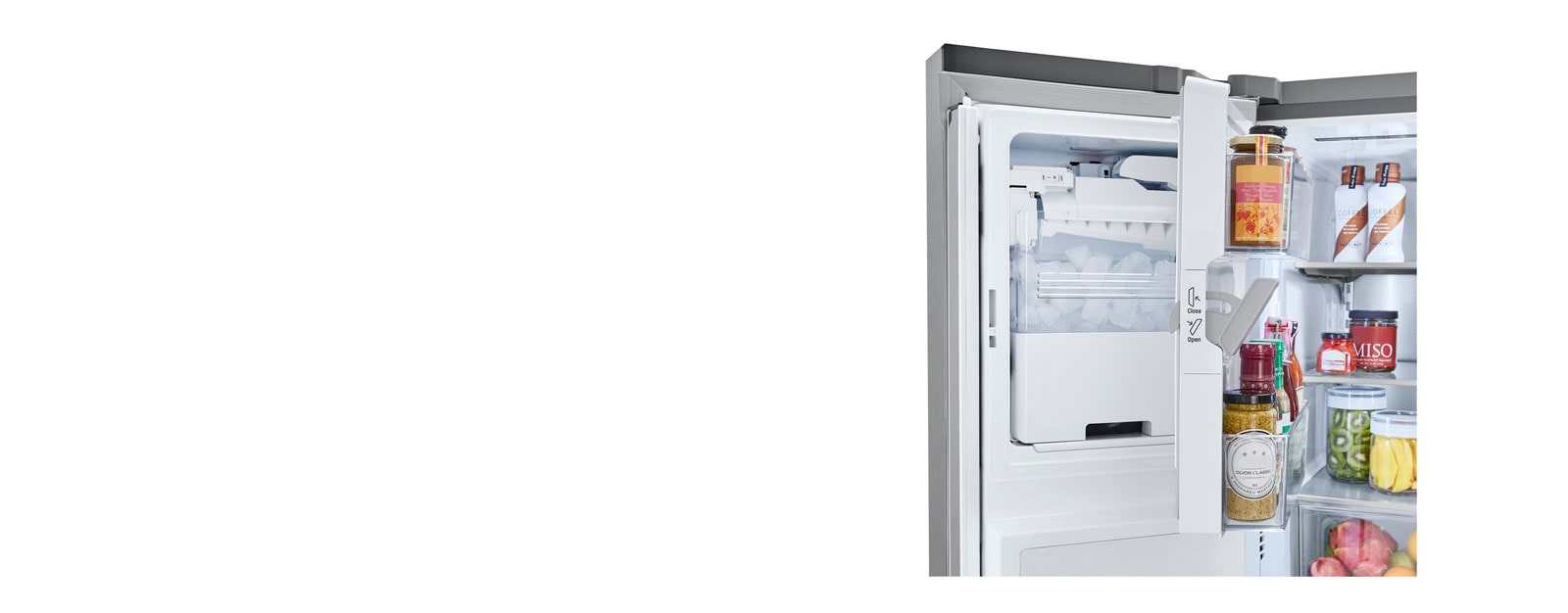 Refrigerator interior showcasing Slim SpacePlus® Ice System