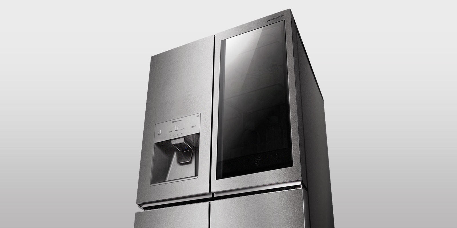 Refrigerator showcasing textured steel finish