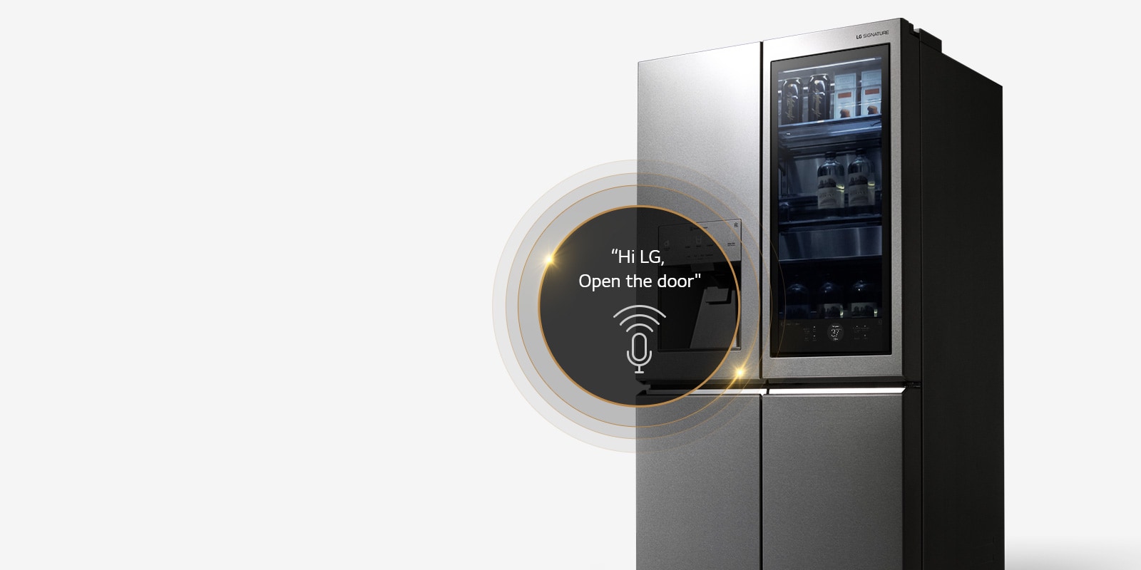 Refrigerator showcasing voice control feature