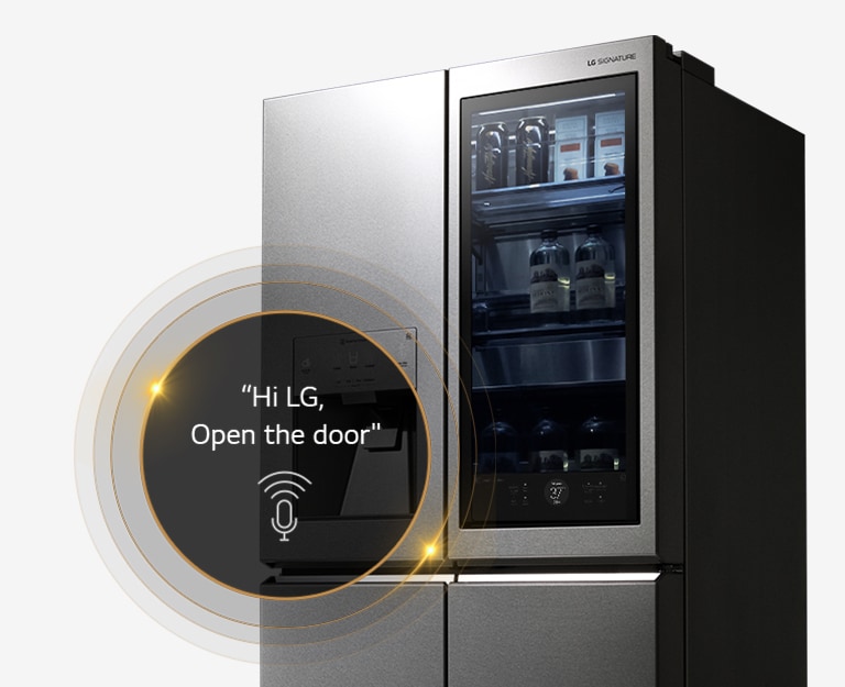 Refrigerator showcasing voice control feature